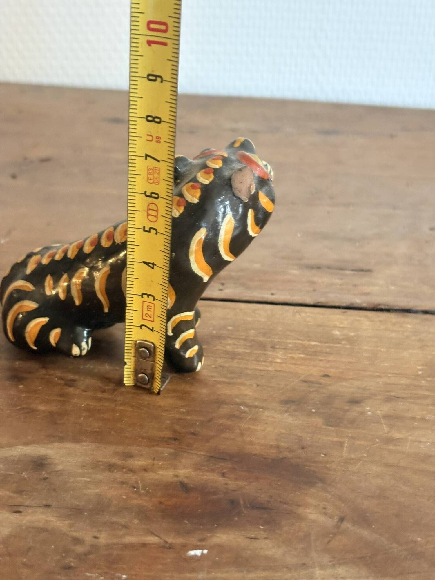 Figurine Animal Sculpture Glazed Terracotta Tiger Alebrije Mexico 2/2