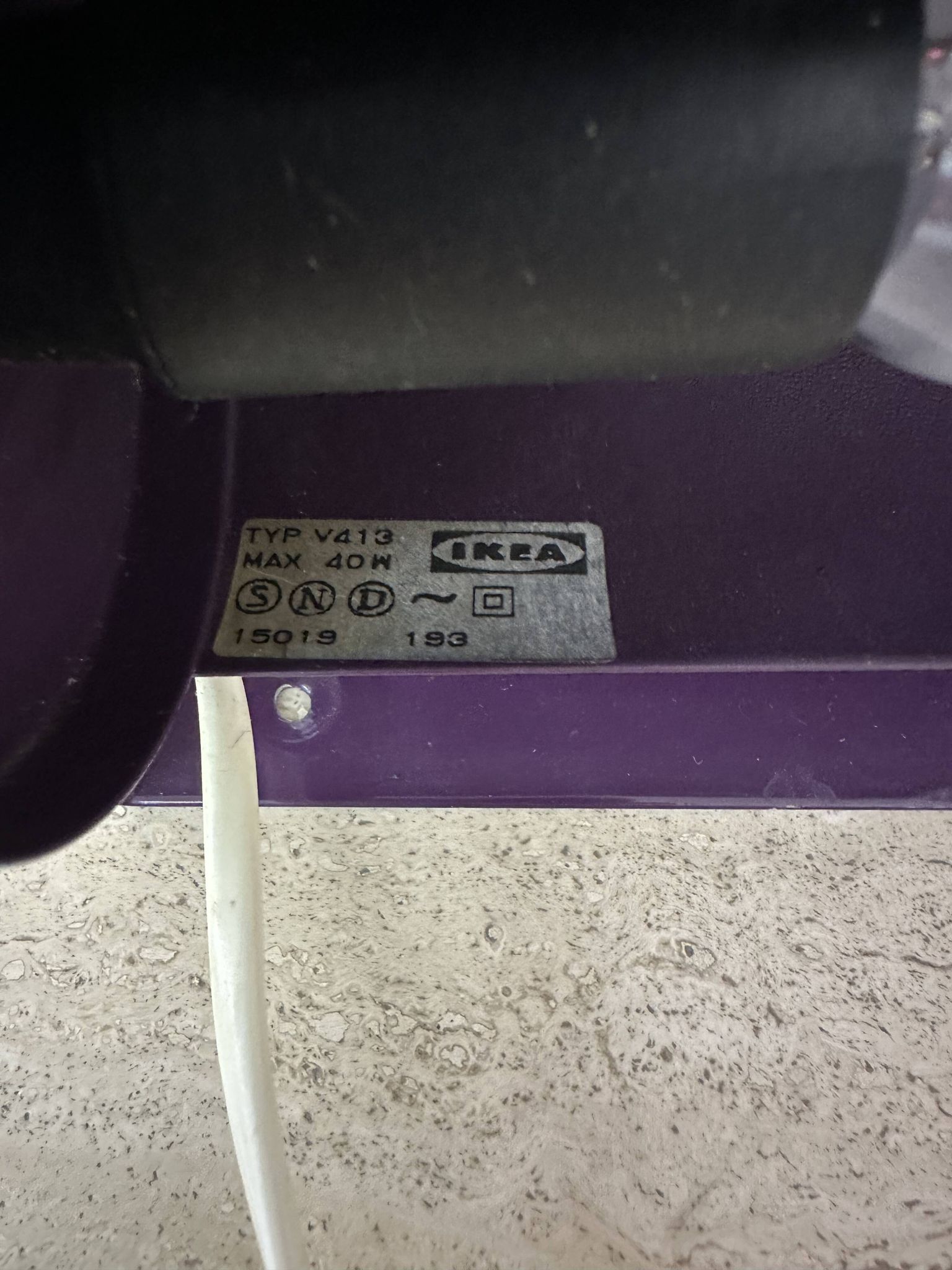 Vintage IKEA LOD V413 purple metal wall lamp bedside lamp wall lamp 1980s S