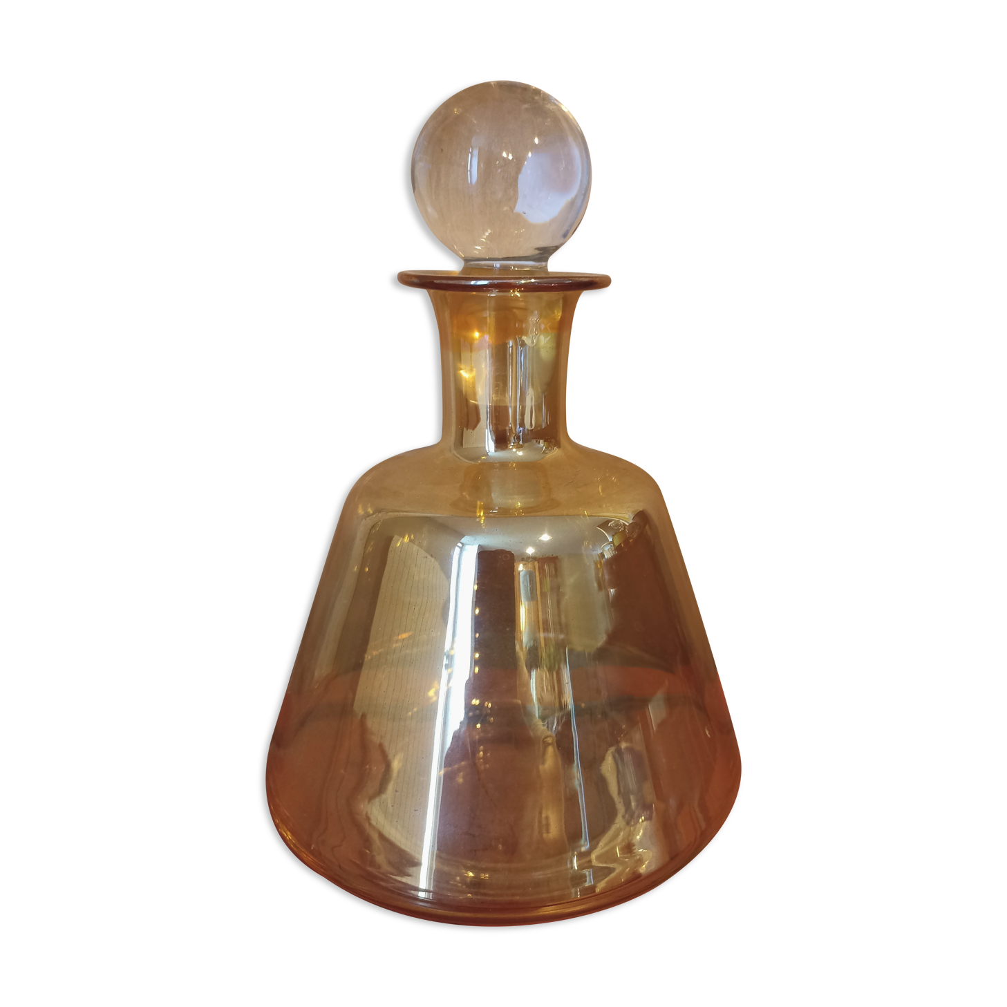 Yellow glass decanter