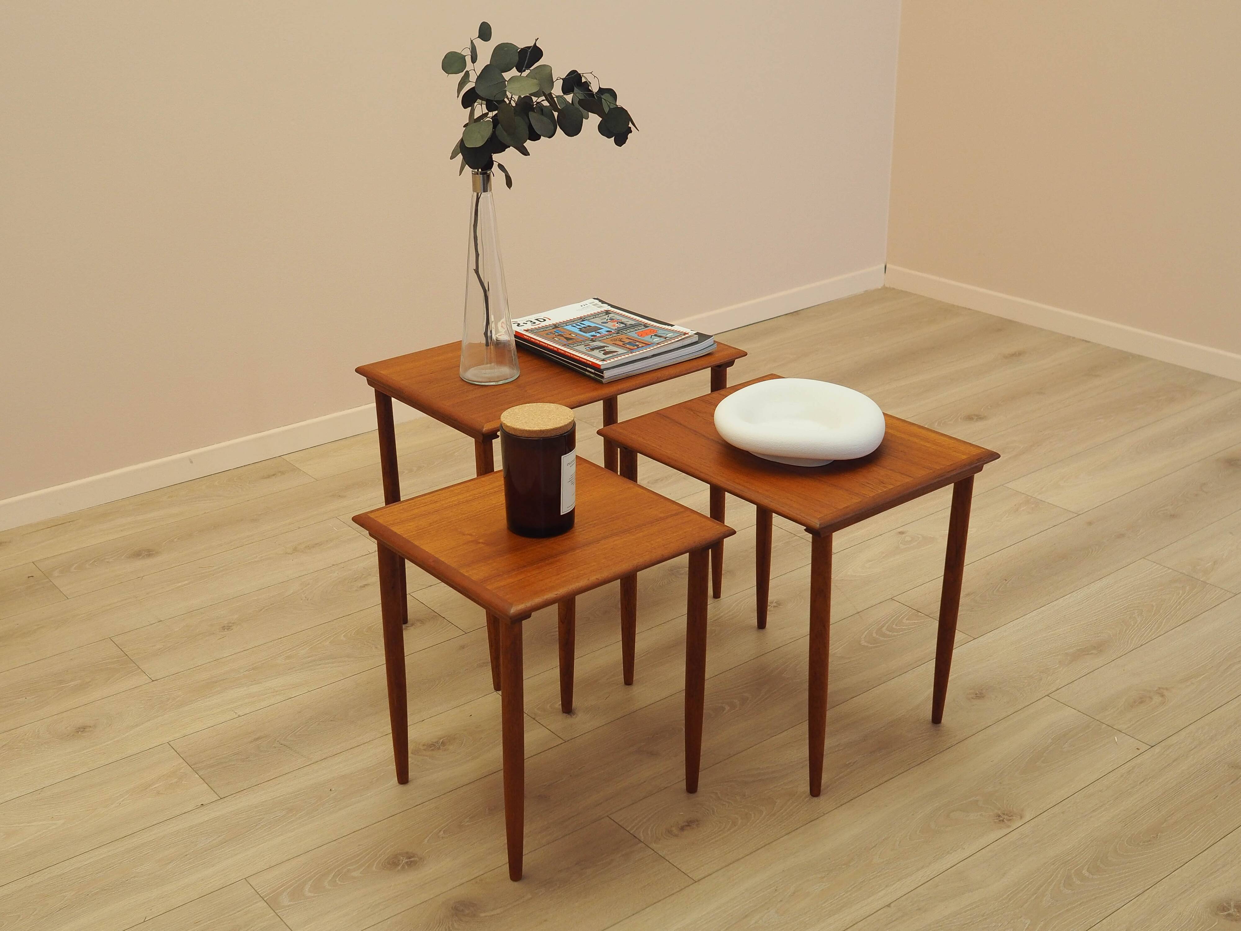 Nest of teak tables, Danish design, 1970s, made in Denmark
