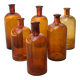 Set of 6 antique amber glass apothecary bottles.