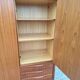 Vintage teak wardrobe, antique clothing cabinet.