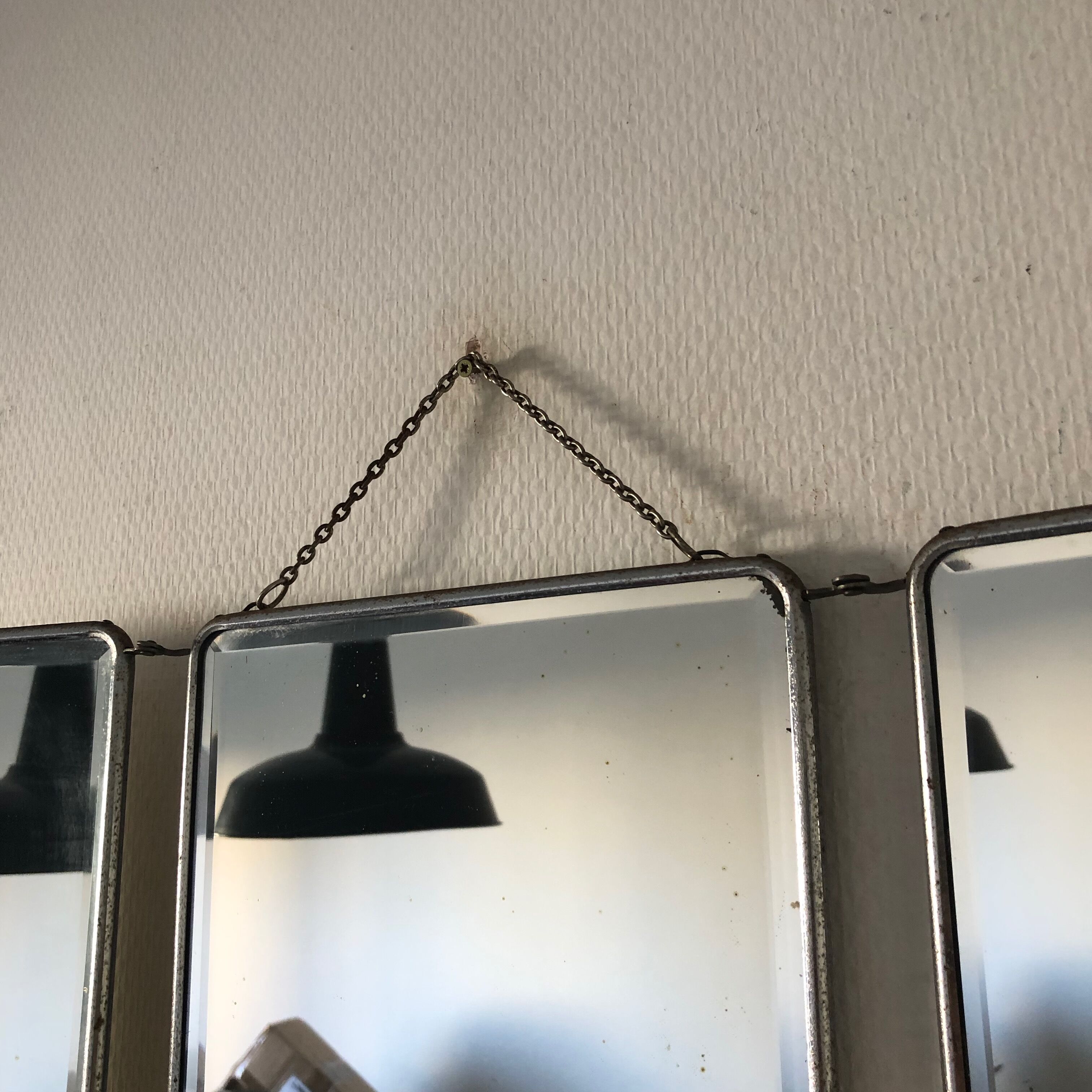 Barber triptych mirror 28x69cm vintage 1960