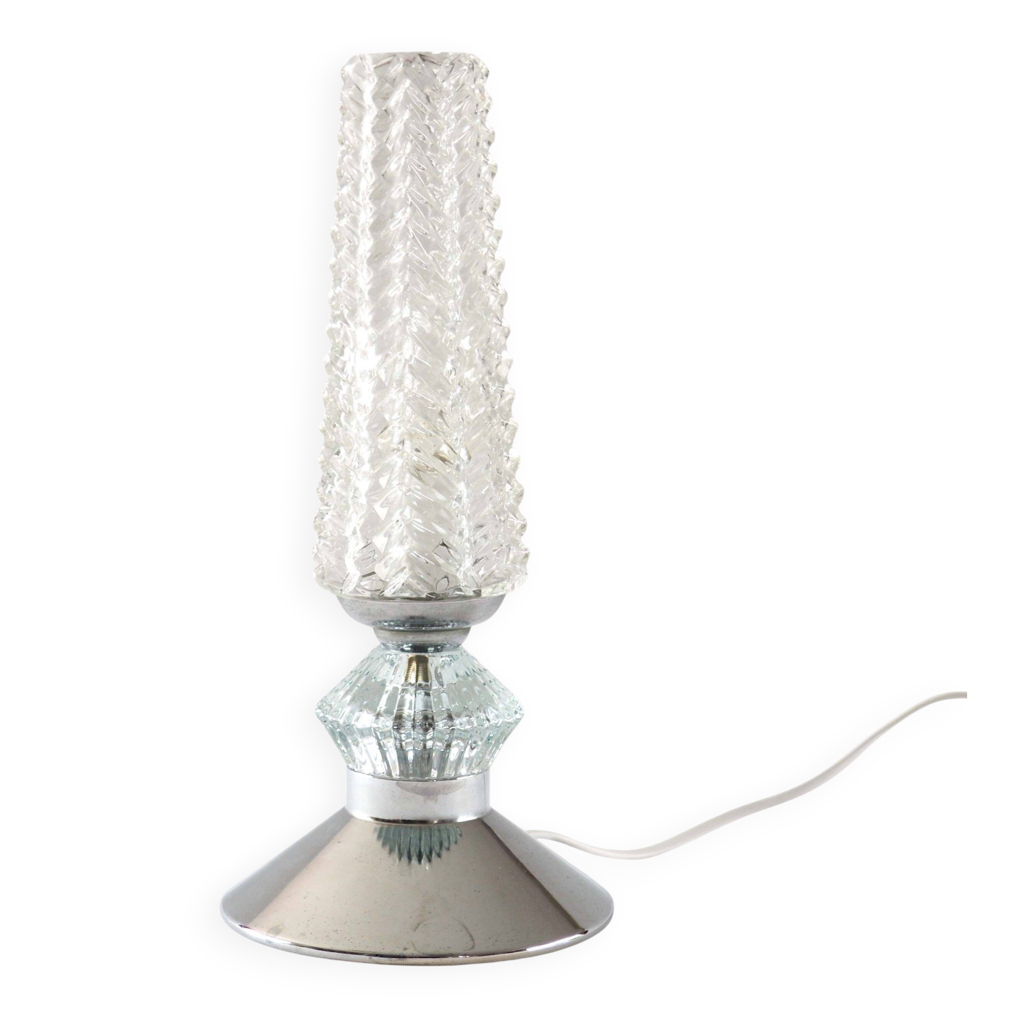 Chevron and chrome flute lamp