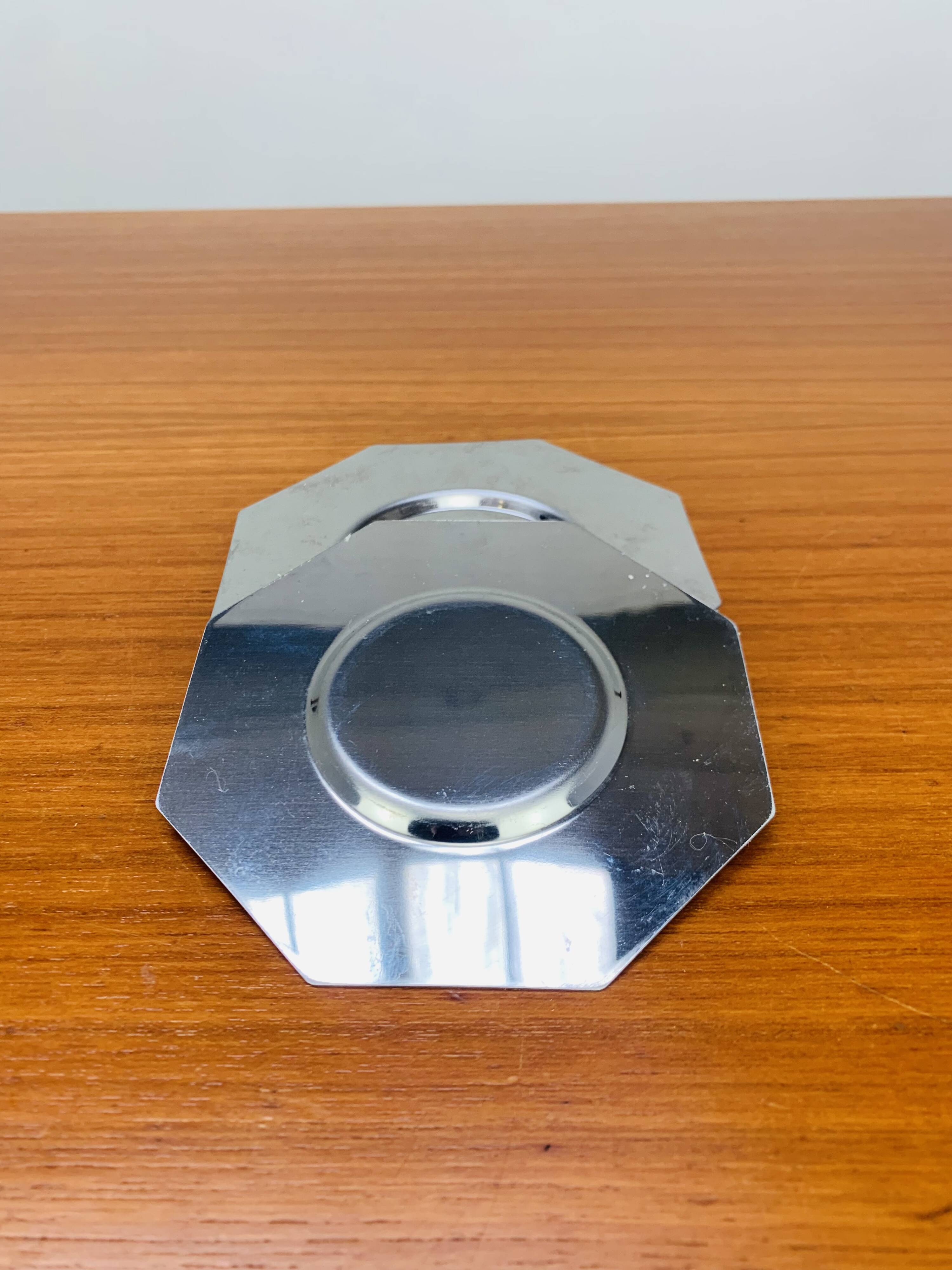 7 vintage octagonal stainless steel coasters
