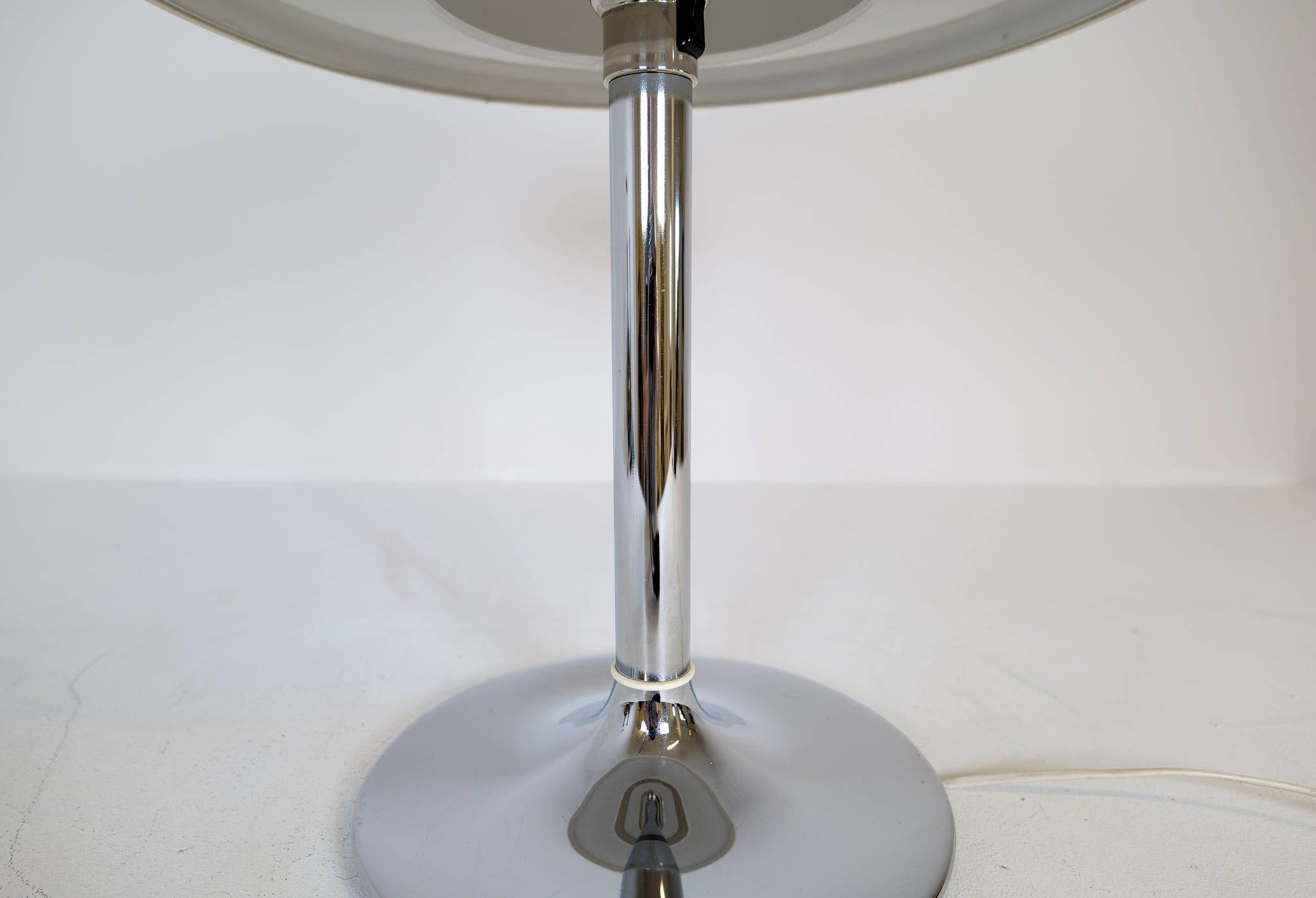 Large Space Age chrome table lamp by Fagerhults, Sweden, 1970s.