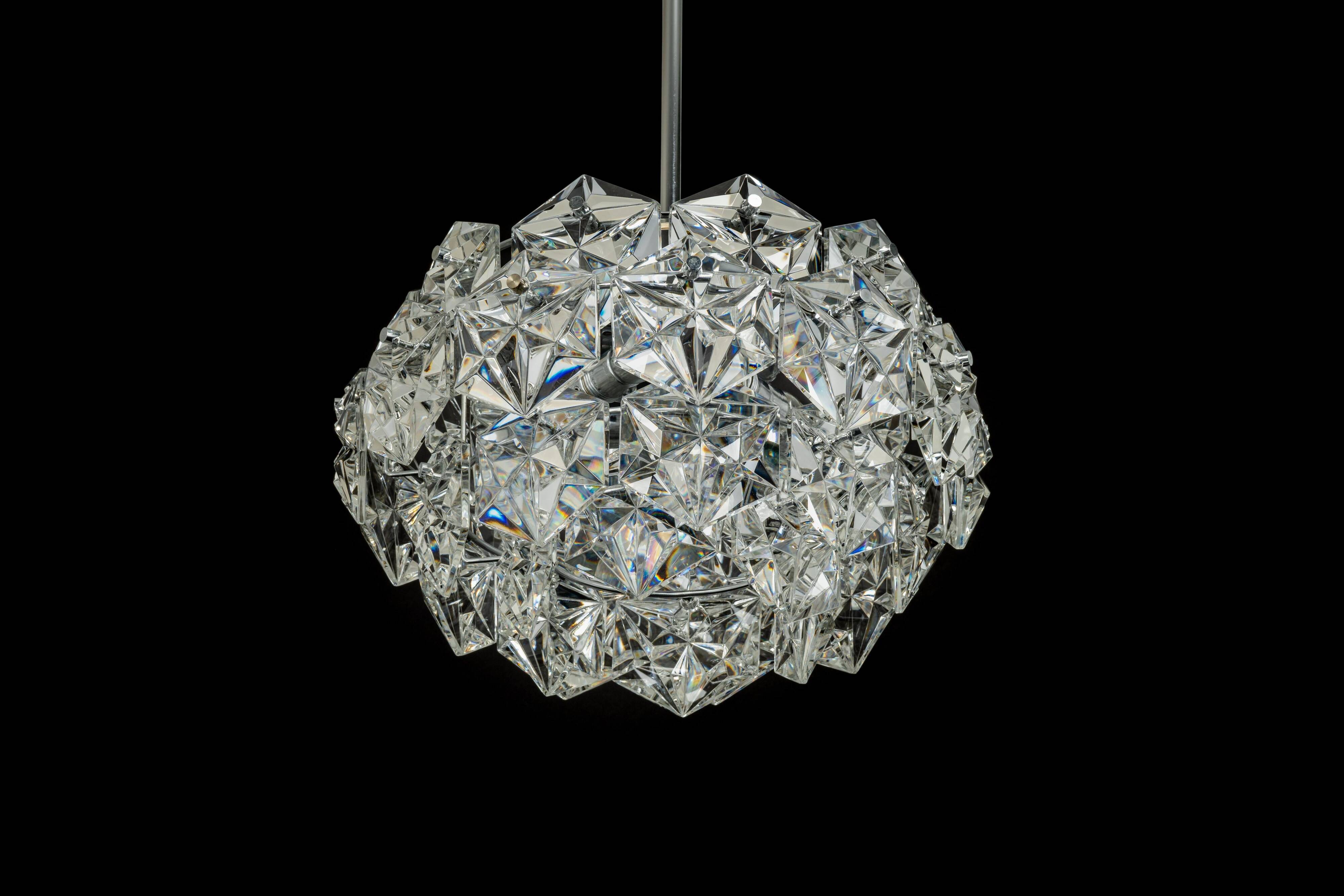 Small and Superb Pendant, Chrome and Crystal Glass by Kinkeldey, Germany, 1970