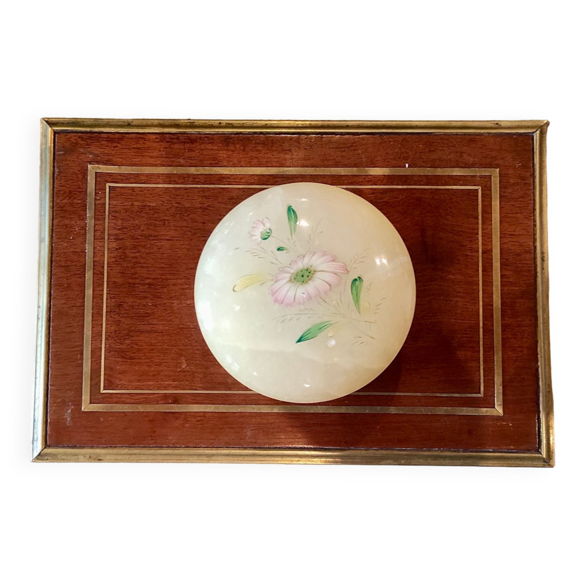 opaline box with floral pattern, 60s