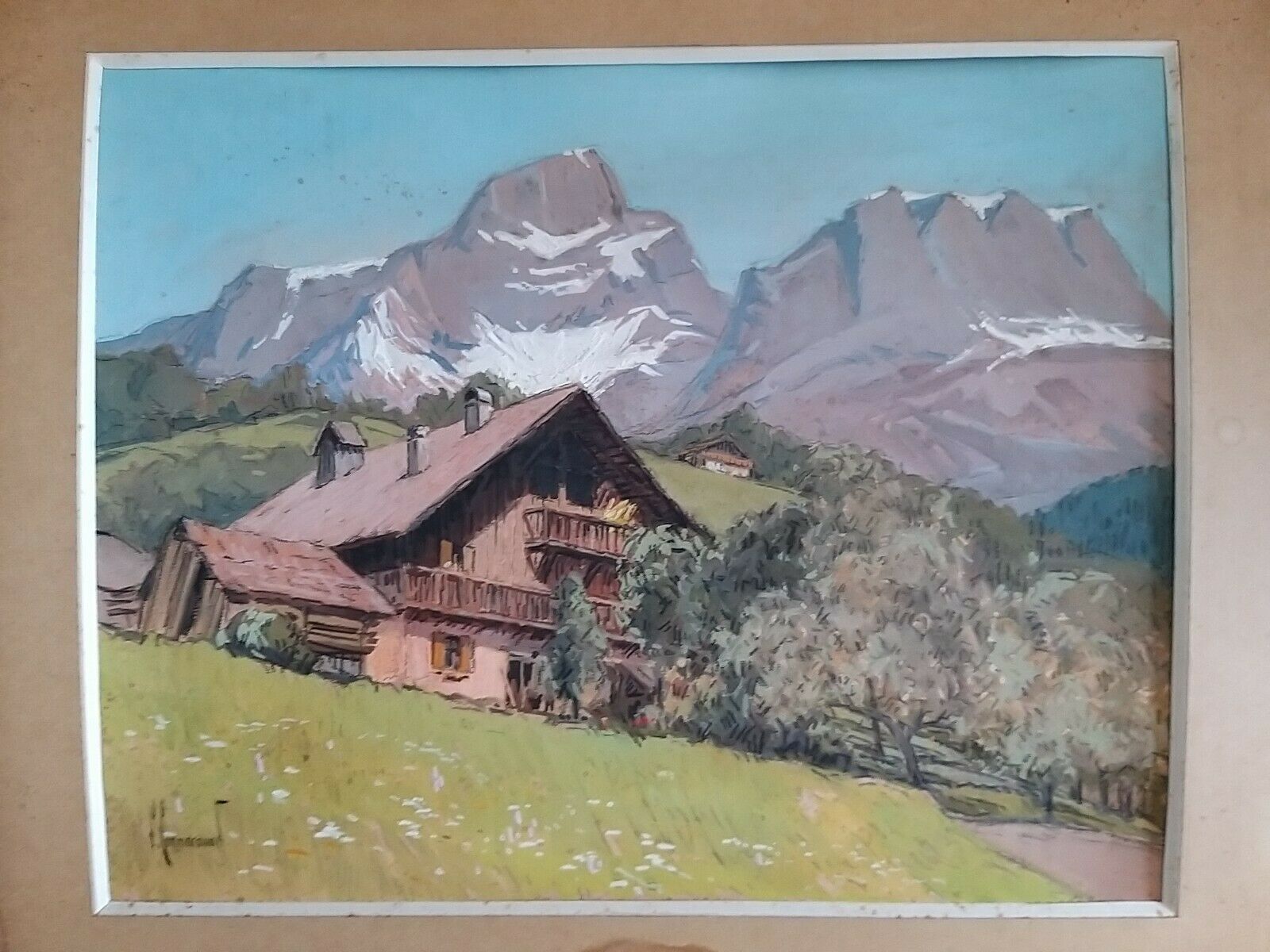 Peinture Pierre Commarmond mountain landscape Alps Cordon Pointe Percée Sallanches Savoie