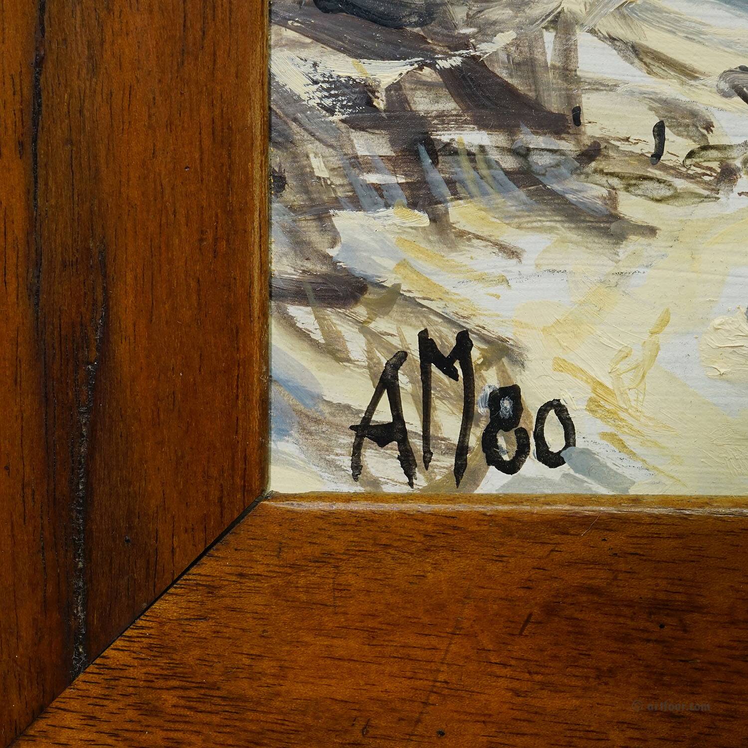 Oil painting by Alexander Michael of Bergen in winter 1980.