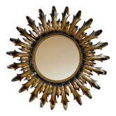 Sun mirror in wrought iron from the 1950s Italy.