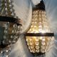 Pair of hot air balloon wall lamps with crystal and brass grapevines