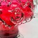Raspberry red glass jardinière, taste of Auguste Jean or Legras.
