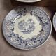 Set of 8 antique English dessert plates by J. Marshall & Co Bosphorus purple earthenware 19th century.
