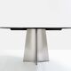 Table by Luigi Saccardo for Maison Jansen brushed steel black glass 1970
