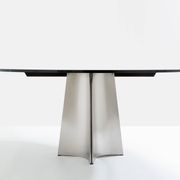 Table by Luigi Saccardo for Maison Jansen brushed steel black glass 1970