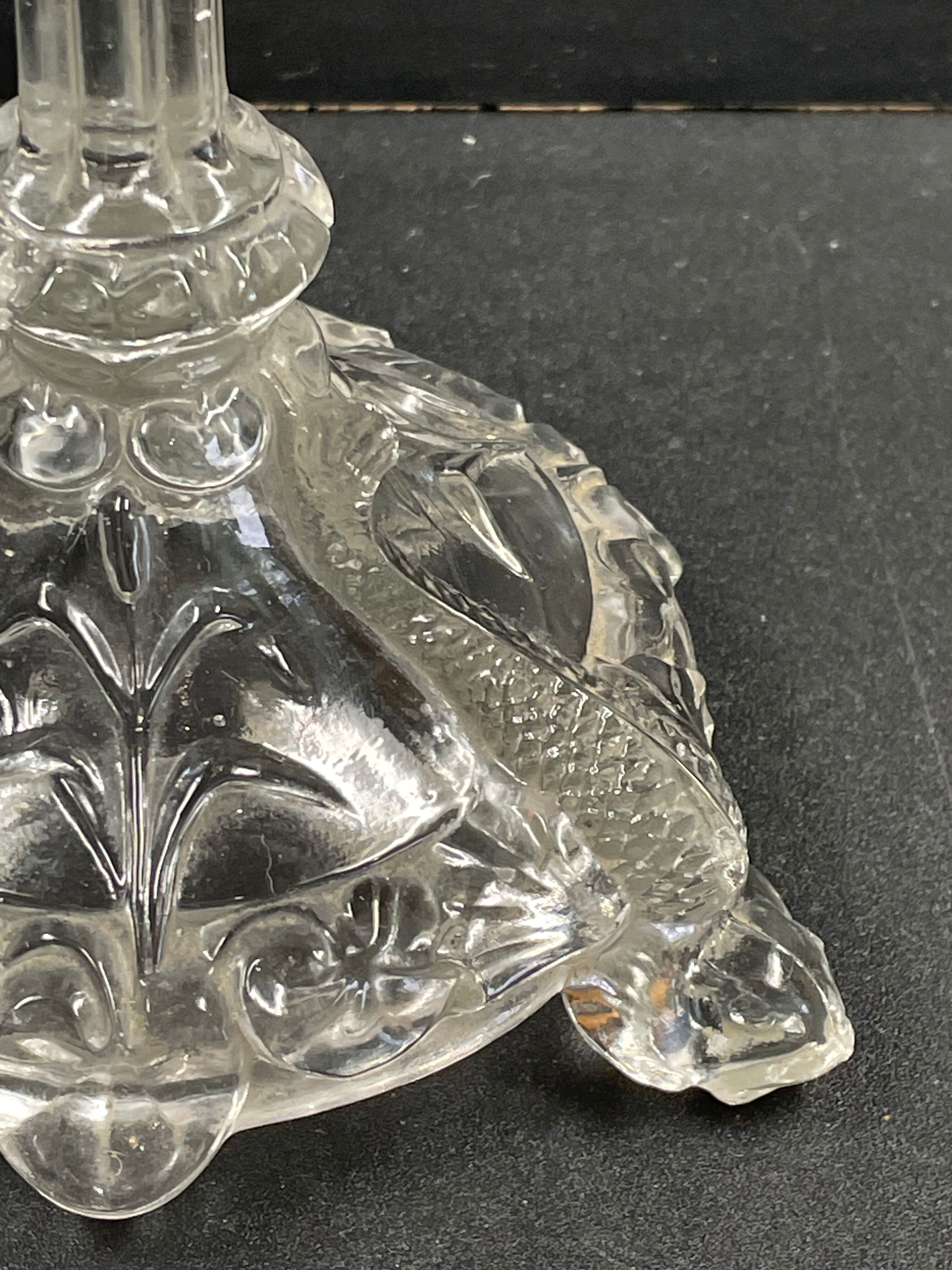 Tripod candle holder stylized foot dolphinfish, glass, very trendy