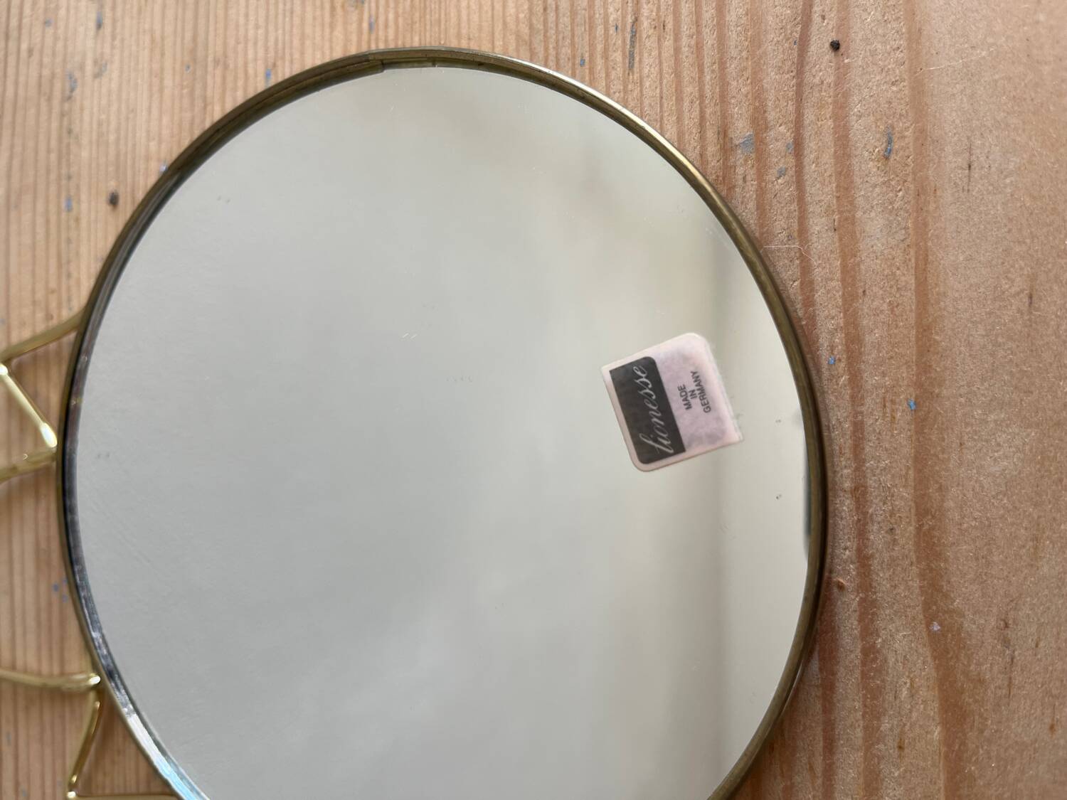 Vintage round gold barber mirror