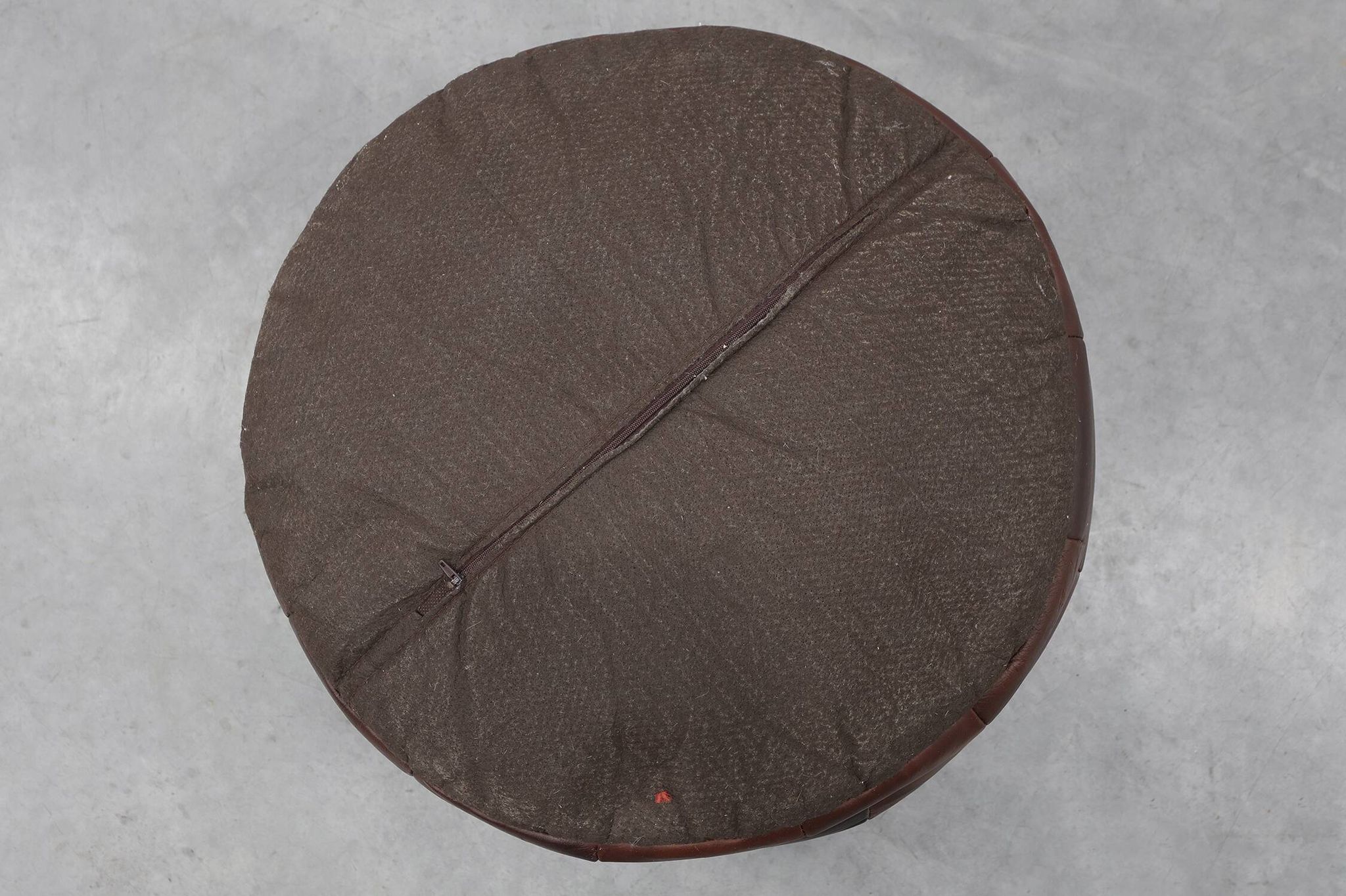 Round Patchwork Leather Pouf, Switzerland, 1970s
