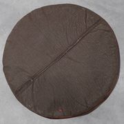 Round Patchwork Leather Pouf, Switzerland, 1970s
