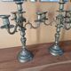 Pair of gilded bronze and brass candelabra with 4 light arms.