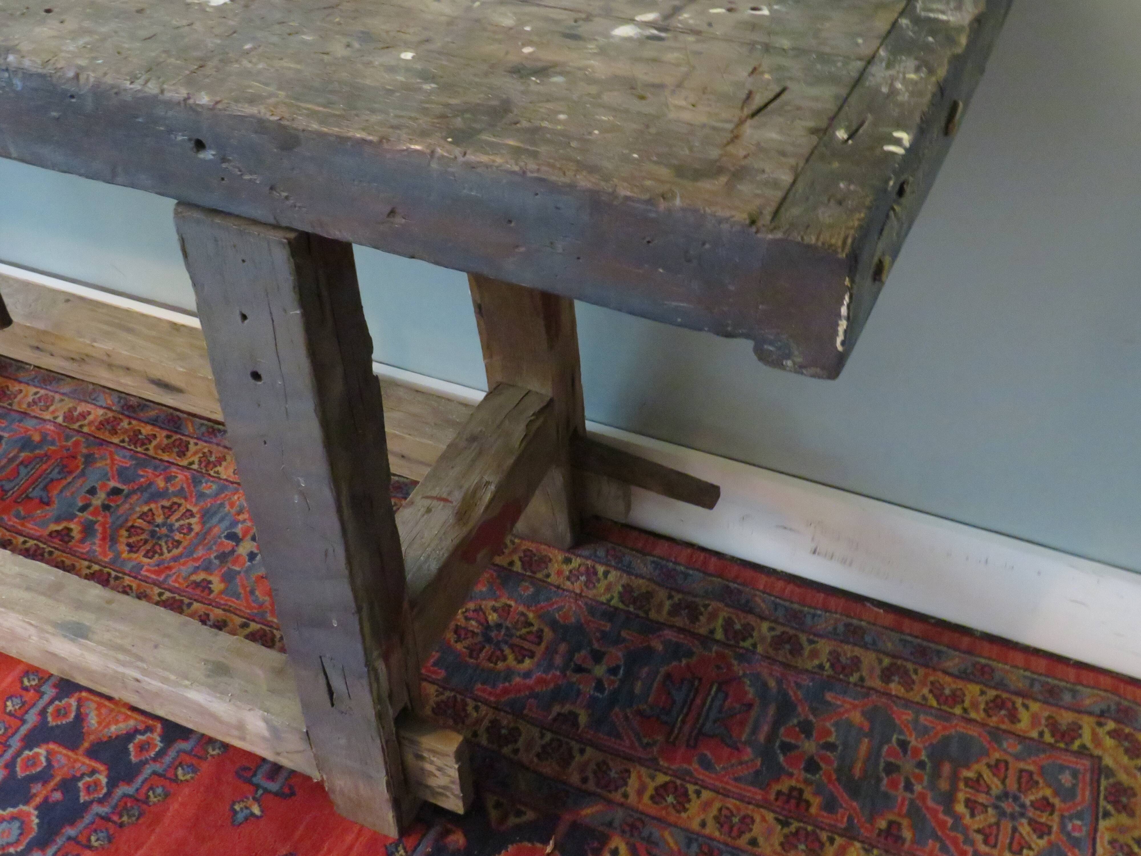 Workbench in solid oak, mid-20th century