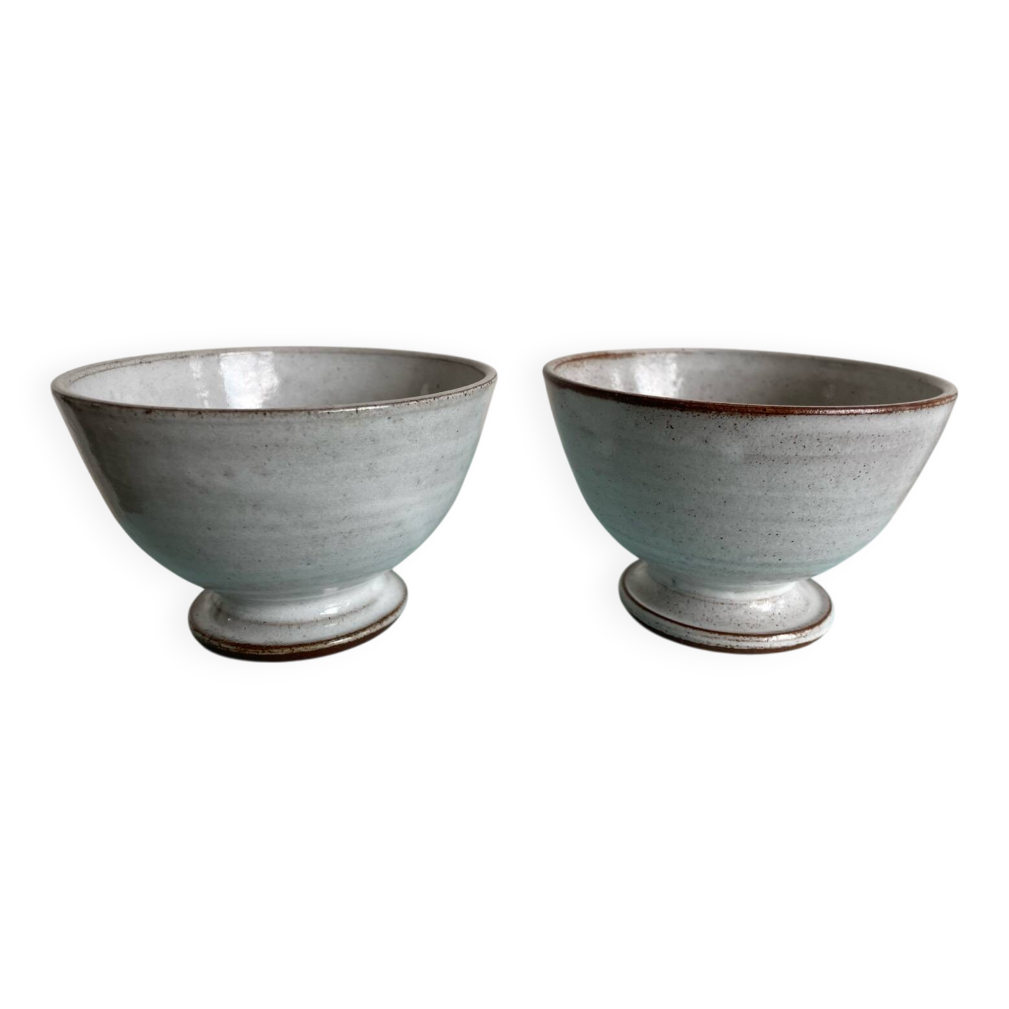 Pair of Vintage Stoneware Bowls signed ROGER COLLET ceramic France