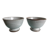 Pair of Vintage Stoneware Bowls signed ROGER COLLET ceramic France