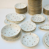 Porcelain service plates and white and flowery dishes 74 pieces Limoges