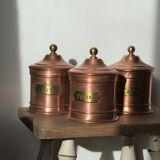 Trio of copper spice pots