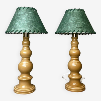 Pair Portuguese classical ceramic table lamps