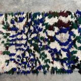Tapis Berbère blanc et bleu Azilal - 165 x 73 cm