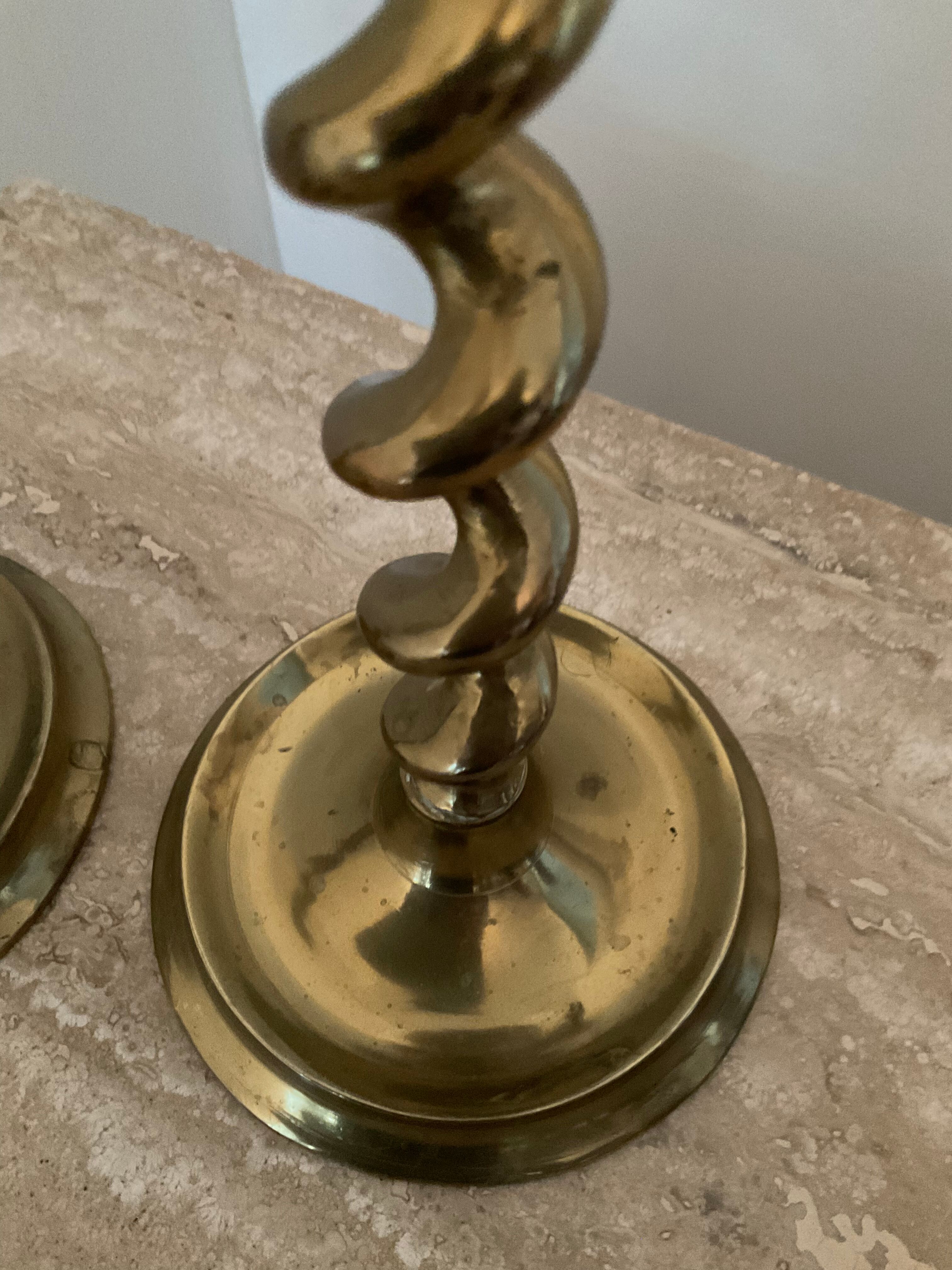 Pair of bronze torch candlesticks 1900