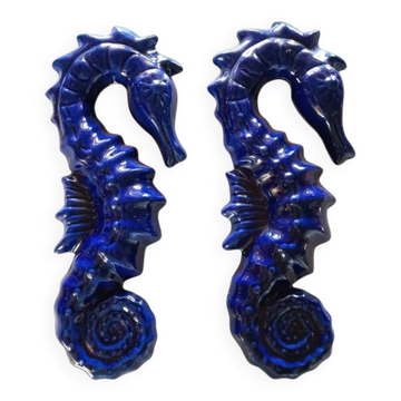 Pair of ceramic seahorses