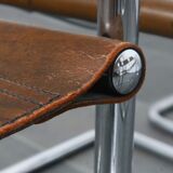 Set of six brown leather cantilever chairs Mart Stam