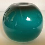 Small turquoise blue Murano style vase