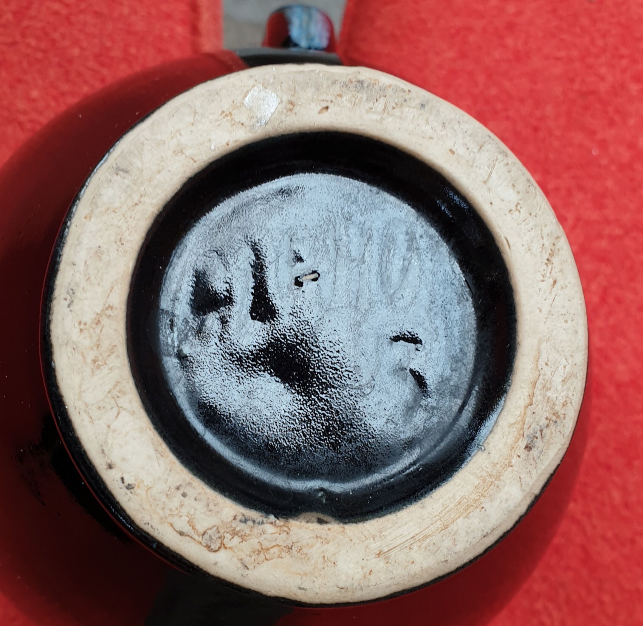 Pier Vase signed ALPHO flamed sandstone 1940s 1950s