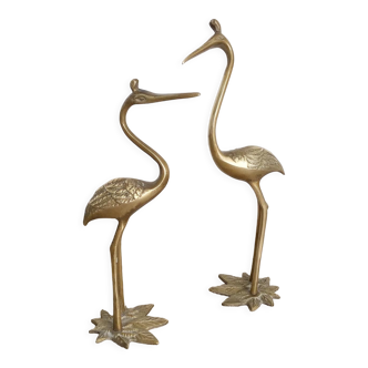 Vintage brass bird pair