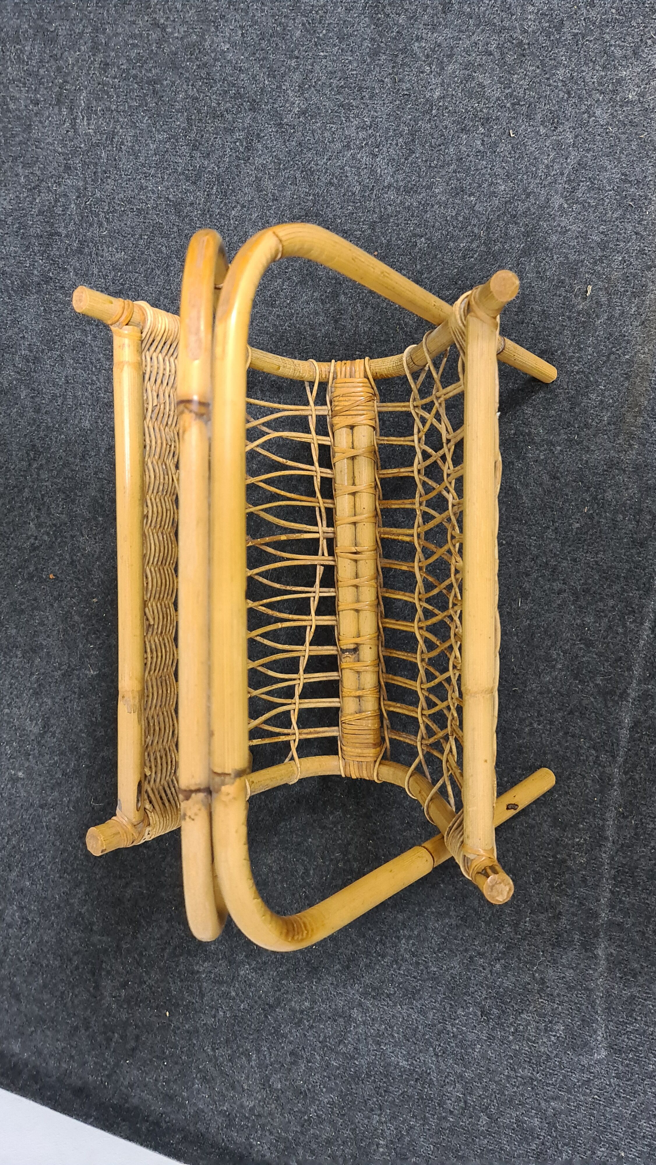 Vintage wicker paper or magazine rack