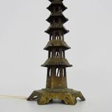Chinese hexagonal bronze Pagoda table lamp from the 1950s