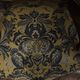 Louis XV style armchair in beech – Yellow/blue damask fabric with floral pattern.
