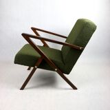 Vintage olive green boucle armchair, 1970s