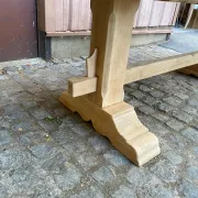 Large stripped monastery table in raw solid oak 225cm 1970