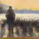 “Shepherd and his flock”, watercolor on paper, signed Maurice Hagemans