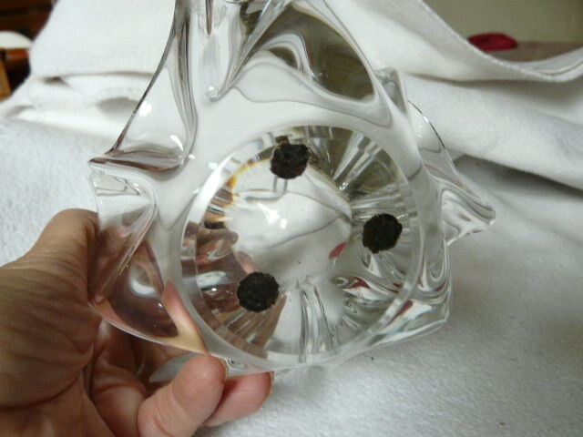 Empty pocket in vintage crystal shape umbrella Cristallerie de Vallerysthal