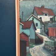 Original Swedish Oil on Canvas – “Stryket, Nordingrå” – Signed – Dated 1959 – Vintage & Framed – 52 × 44 cm (20.5" × 17.3")