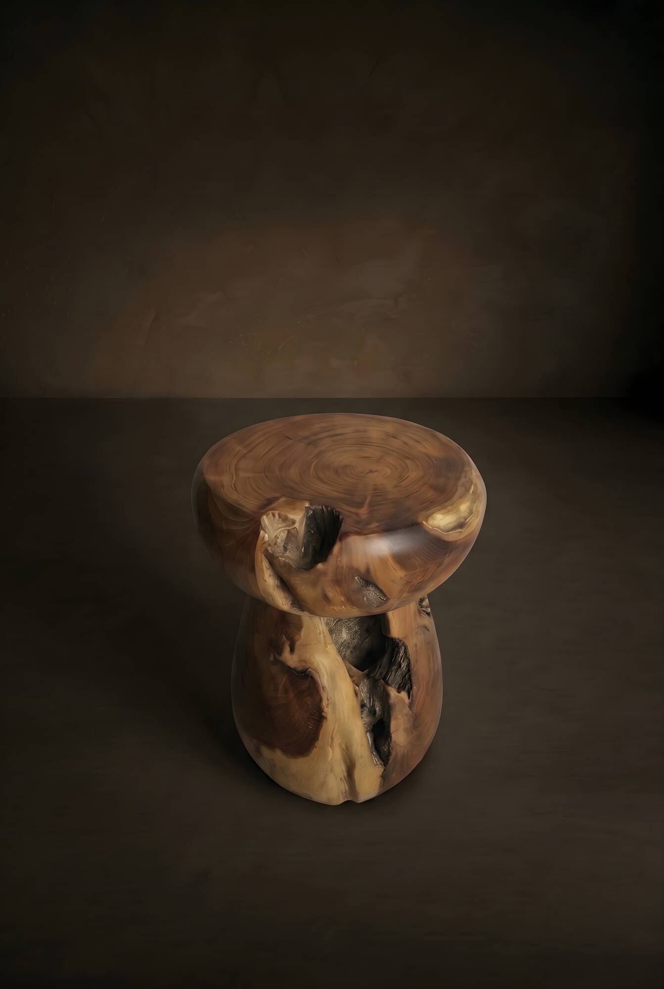 LENA stool in hand-carved solid recycled teak