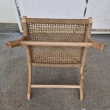 Paire de chauffeuses bois massif et cordage tressé