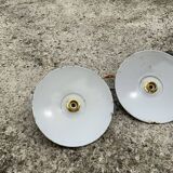 Vintage suspension duo in enamelled sheet metal style indus green and white