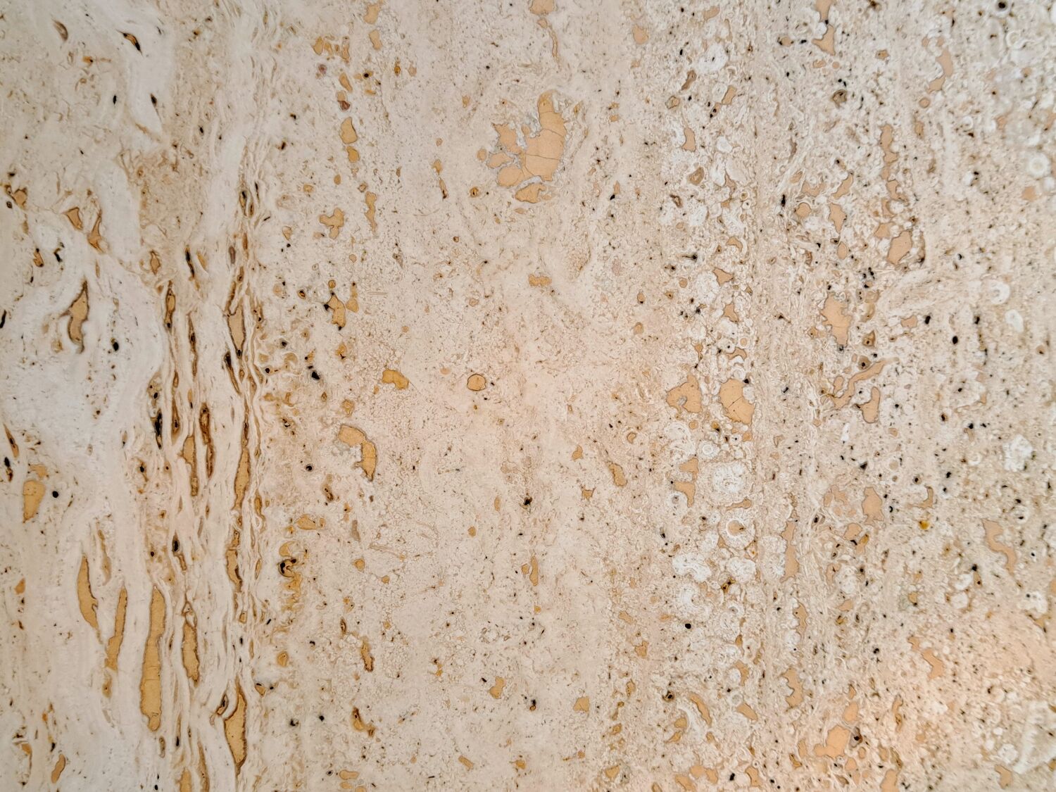 Travertine and brass coffee table